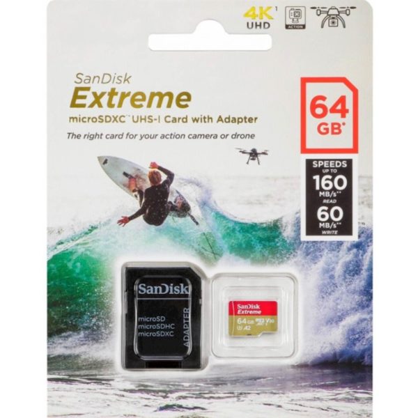 SDXC SanDisk micro SD 64GB EXTREME KAMERA/DRON 160/60MB/s
