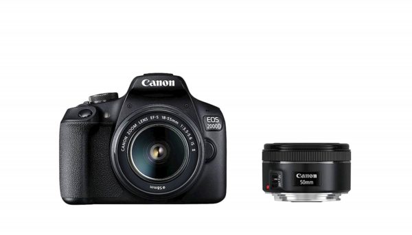 Fotoaparat CANON EOS2000D +1855IS + EF50 1