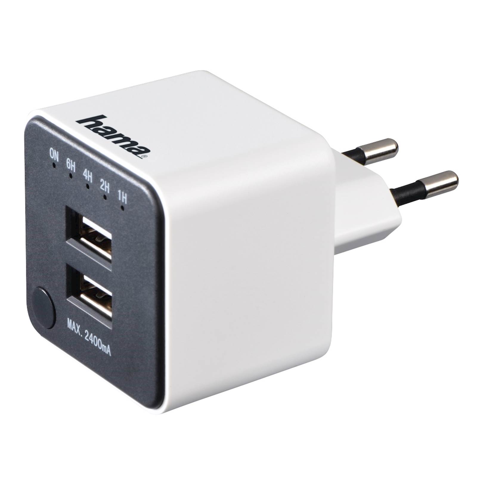 Punjač baza HAMA 2x USB-A, 2.4A, bijeli, sa funkcijom odbrojavanja