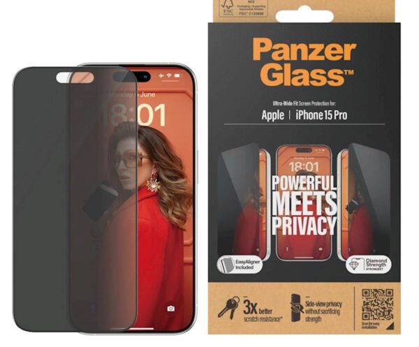 Zaštitno staklo PG iPhone 15 Pro Privacy Zaštitno staklo PG iPhone 15 Pro Privacy