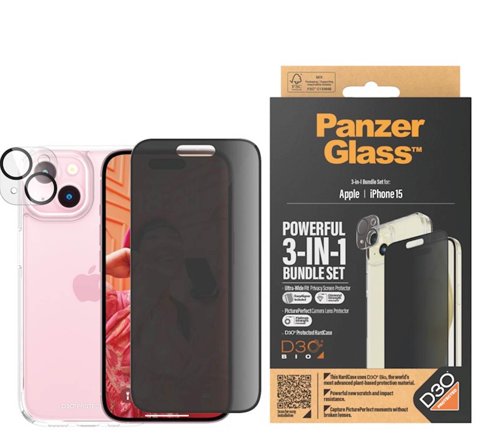 Bundle PanzerGlass iPhone 15 Privacy