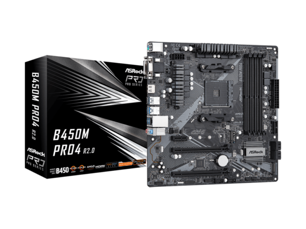 ASROCK MB B450M PRO4 R2.0AMD B450;AM4;4xDDR4m.2
