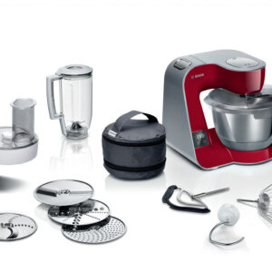 BOSCH kuhinjski aparat MUM 5CRVENA-SREBRNA 1000W,3.9L, 7 Brzina, Integrisana vaga, SL - Slika 1