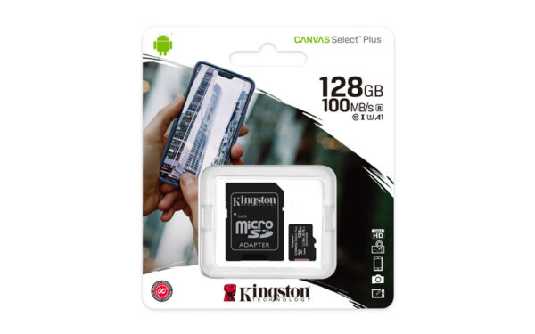 Kingston microSD 128GB Class10Canvas Select Plus100MBs Read