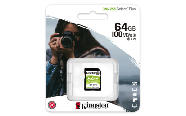 Kingston SD 64GB Class 10Canvas Select Plus100MBs Read