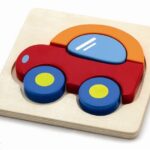 Drvene puzzle 5 dijelova - autić