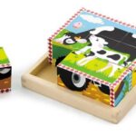 Drvene kocke puzzle - farma (4 kom)