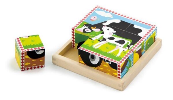 Drvene kocke puzzle - farma (4 kom) Drvene kocke puzzle - farma (4 kom)