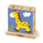 Drvene kocke puzzle s postoljem - divlje životinje (9 kom)