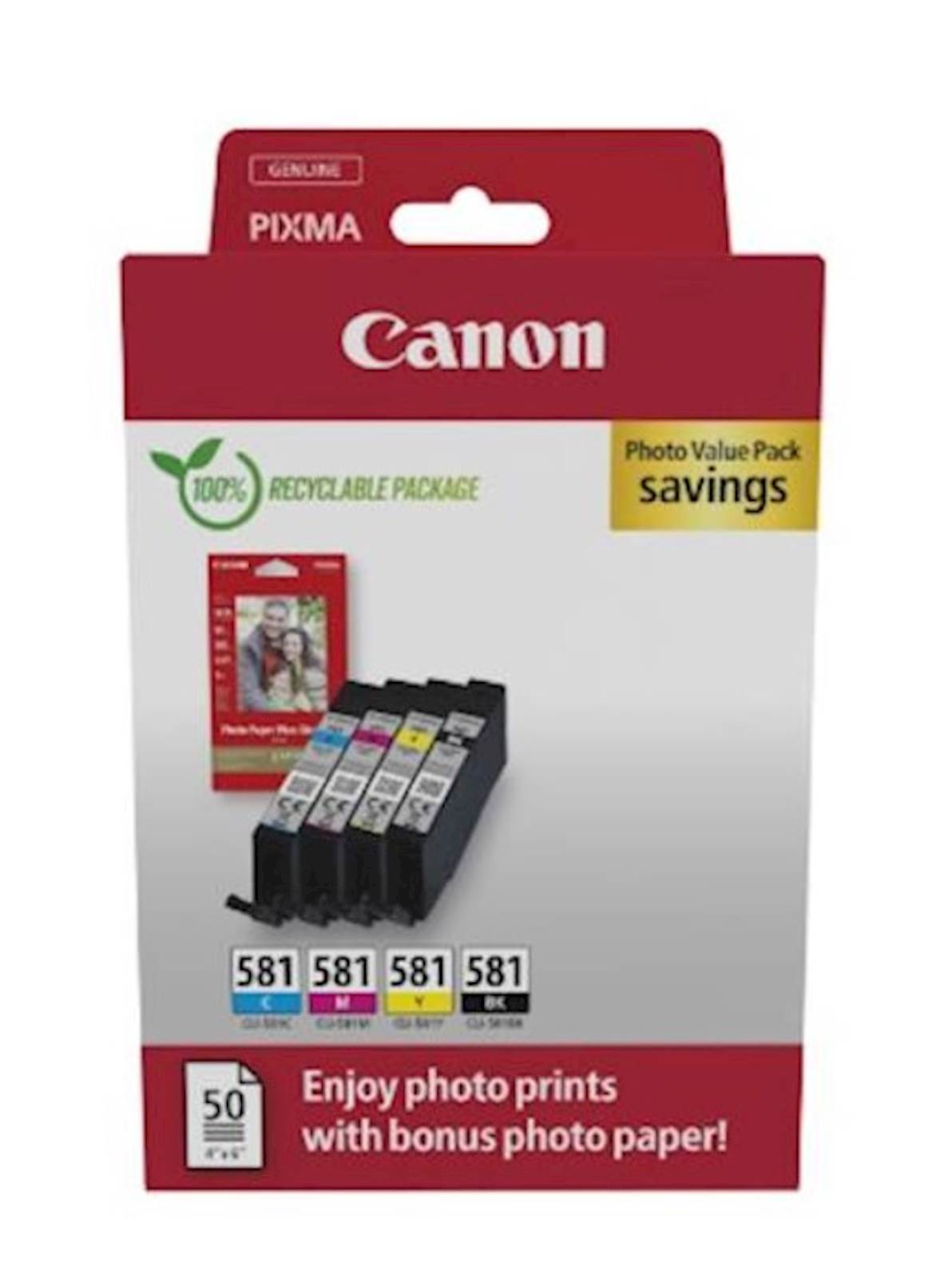 KOMPLET CANON CLI-581 C/M/Y/BK + PAPIR