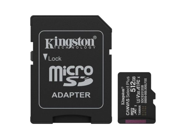 Kingston microSD 512GB Class10Canvas Select Plus150MBs Read