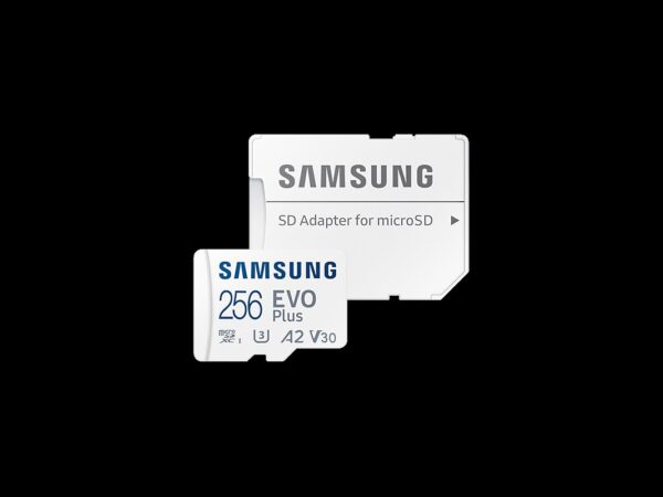 Samsung MicroSD 256GB EVO Plussa adapterom;Up to 160MBs