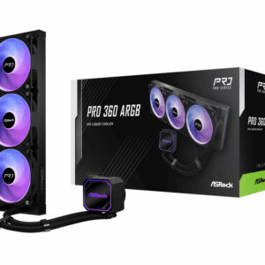 ASROCK 360 A-RGB AIO BlackCPU Liquid Cooler, PRO1851, 1700, AM4, AM5 - Slika 1