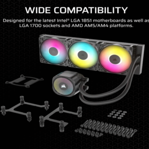 CORSAIR NAUTILUS 360 RS AIOLiquid CPU Cooler, Black,RS120LGA1851, LGA1700, AM5, AM4 - Slika 2