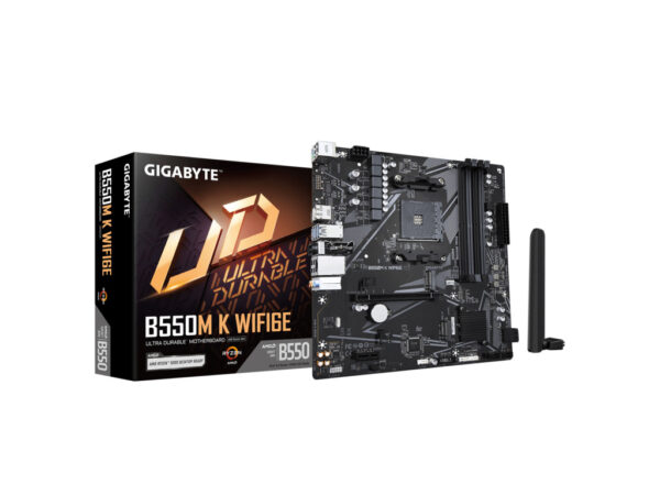 Gigabyte MB B550M K WIFI6E AM4; 4xDDR4; 2xM.2; 4xSATA; 8xusB; DP; HDMI; PS2; mATX