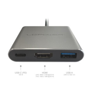 LC-Power USB-C HubUSB-A,  USB-C (PD 100W),1x HDMI do 4k UHD - Slika 2