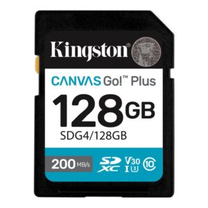 Kingston SD 128GB CanvasGoPlusSDXC,r/w:200/160MB/sDSLRs, mirrorless cameras, 4K video - Slika 1