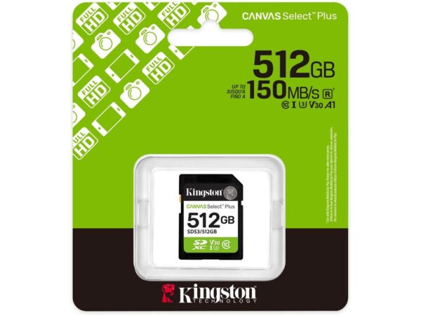 Kingston SDHC 512GB Class 10Canvas Select Plus150 MBs